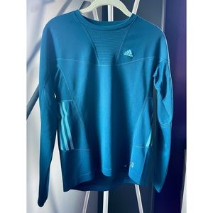 Blue Adidas Long Sleeve Exercise Top